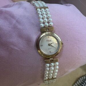 Vintage Misaki pearl watch with mother of pearl face